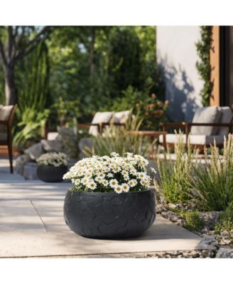 Black Beehive Pattern 17.5-Inch Round Planter