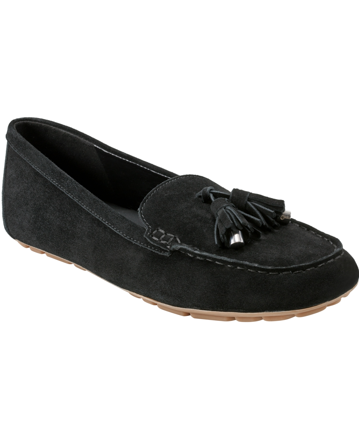 Marc Fisher Ltd Suede Moccasin Tassel Loafers In Black Suede