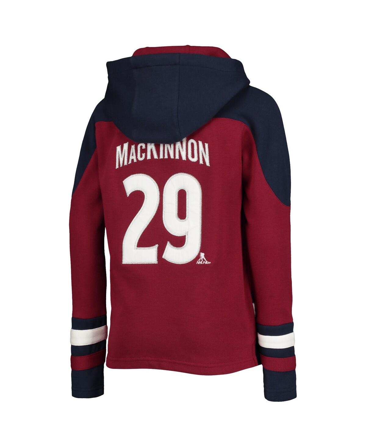 Outerstuff Big Boys And Girls Nathan Mackinnon Burgundy Colorado Avalanche Must-have V-neck Name Number Pullove In Burgundy