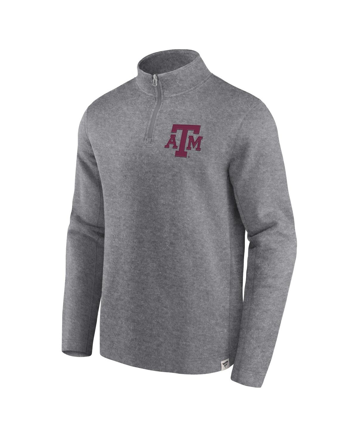 Fanatics Men's Heather Gray Texas A&m Aggies Vintage Fleece Quarter-zip Jacket In Heather Gray