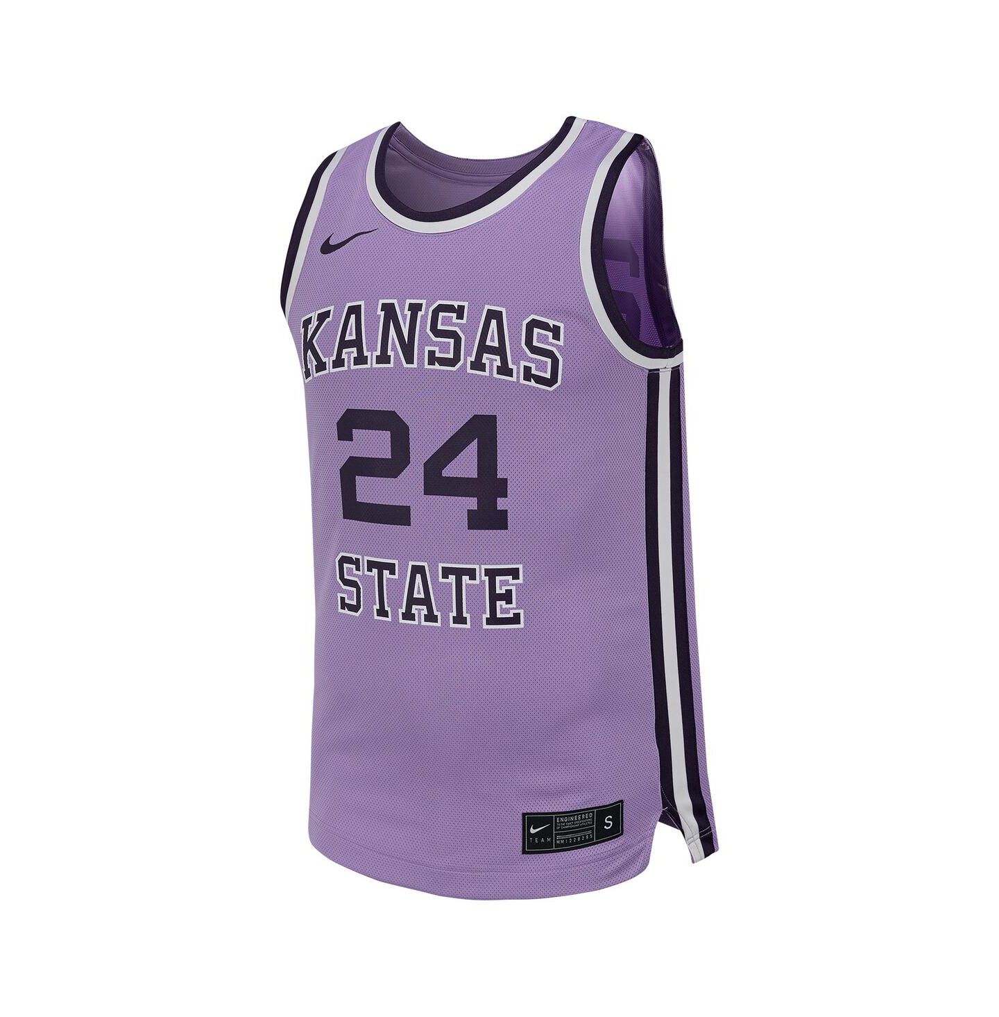 Мужской топ Nike 24 Lavender Kansas State Wildcats Retro Replica Basketball Jersey — фото 2