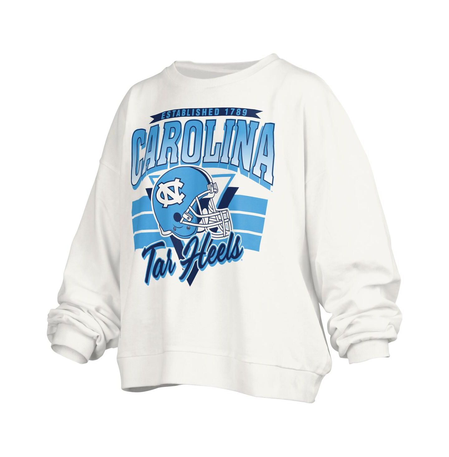 Женские толстовки Pressbox White North Carolina Tar Heels Janice Retro Logo Oversized Pullover — фото 3