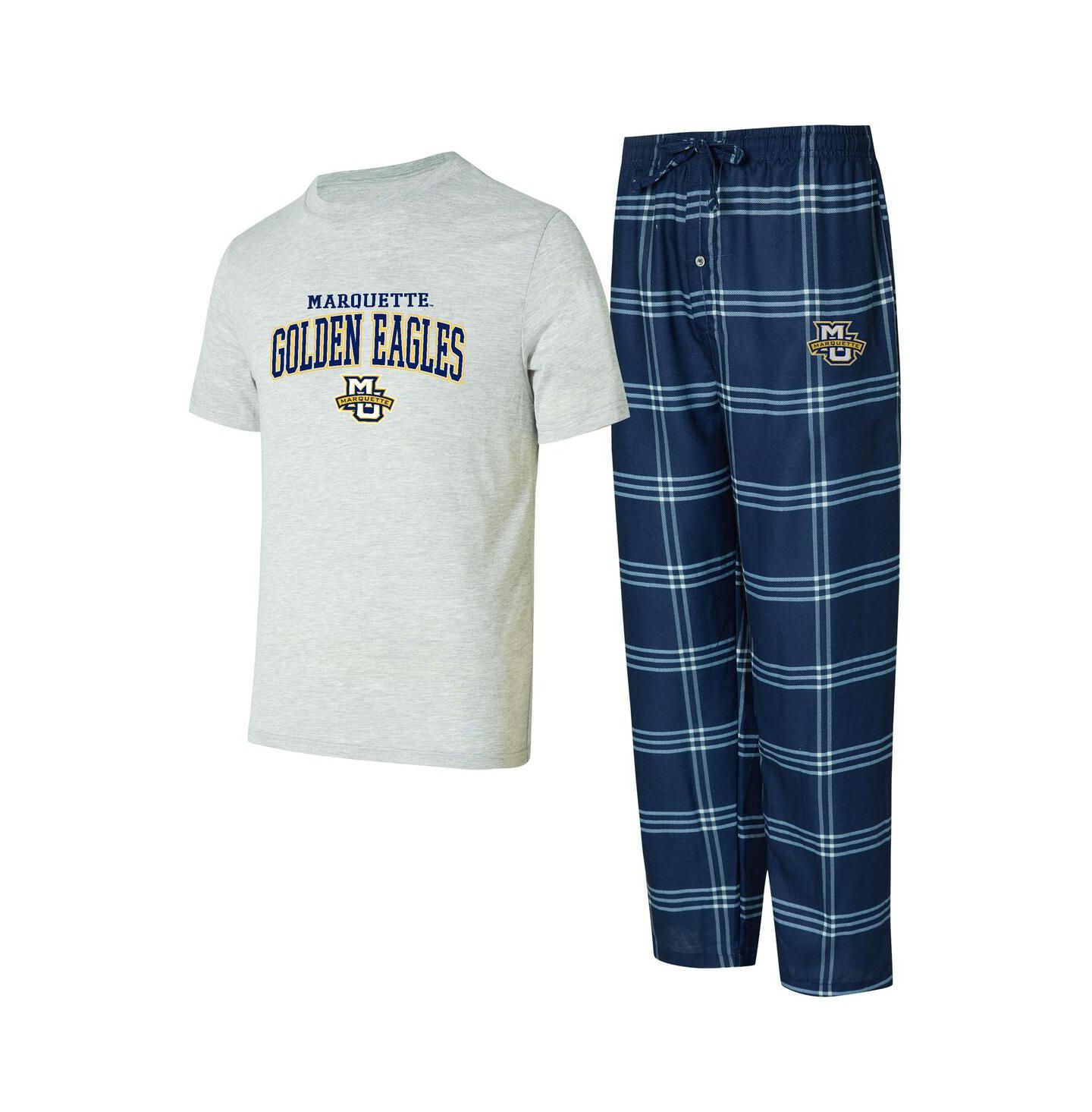 Мужские пижамы Concepts Sport Blue/Gray Marquette Golden Eagles T-Shirt Pants Sleep Set — фото 1