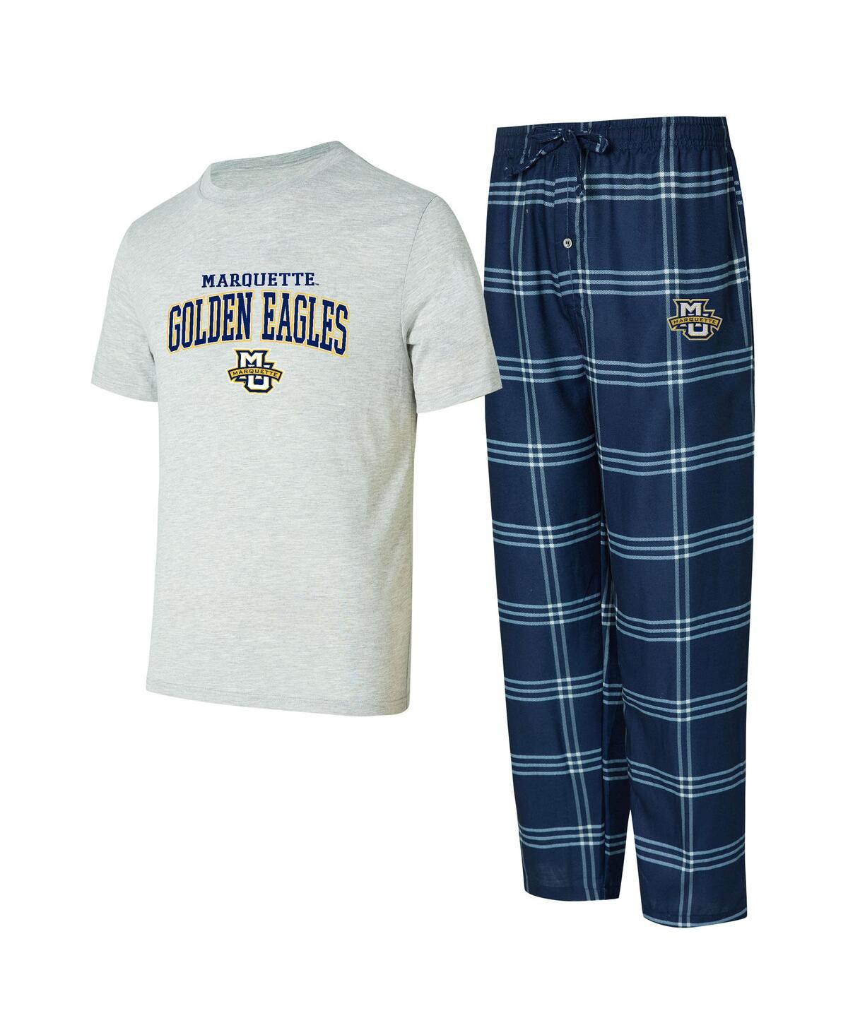 Concepts Sport Men's Blue/gray Marquette Golden Eagles T-shirt Pants Sleep Set In Blue,gray