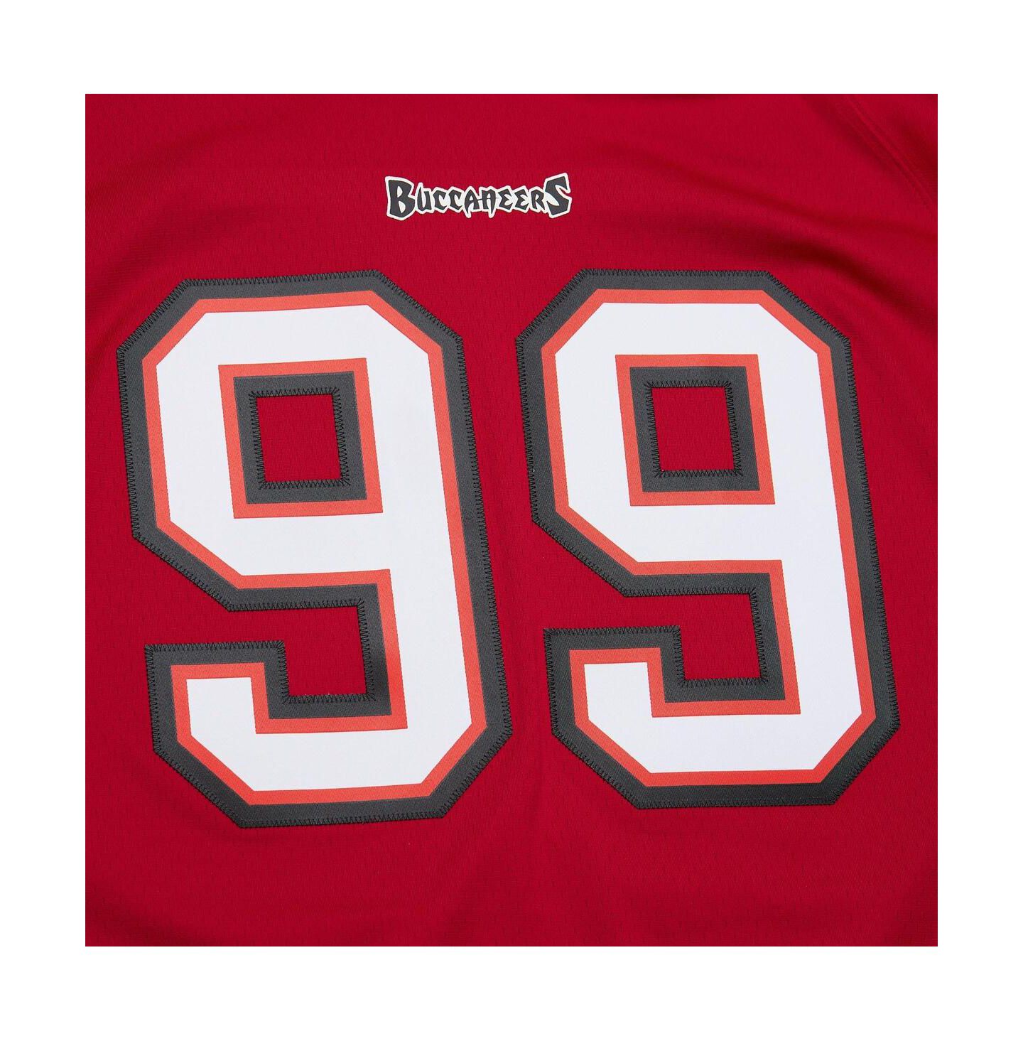 Мужской топ Mitchell & Ness Warren Sapp Red Tampa Bay Buccaneers 2002 Legacy Replica Jersey — фото 3