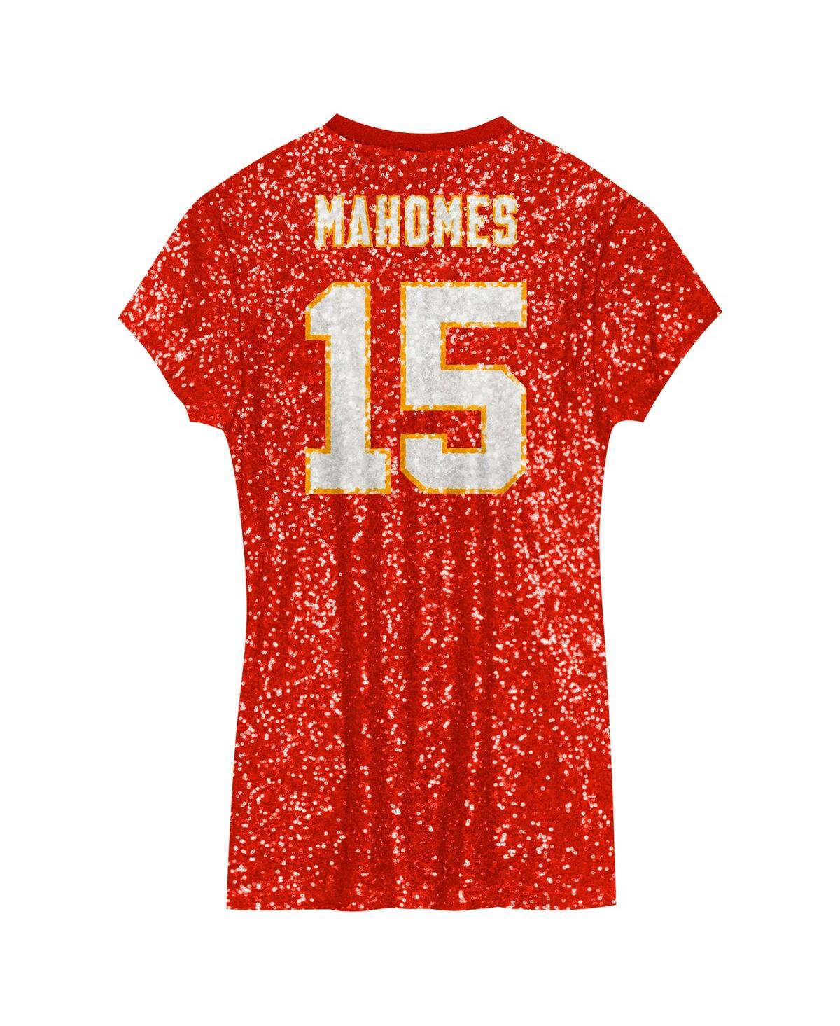 Outerstuff Big Girls Patrick Mahomes Red Kansas City Chiefs Sequin Player Name Number V-neck Dress In Red