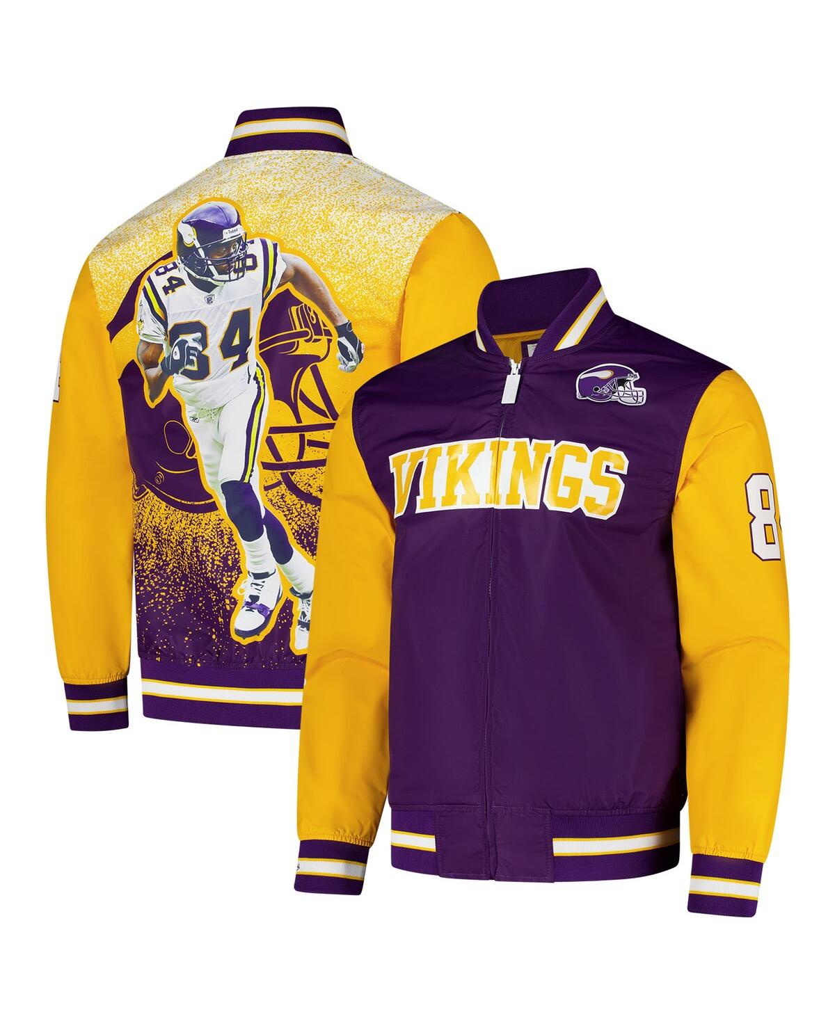 Mitchell & Ness Men's Randy Moss Purple Minnesota Vikings Retired Player Satin Full-zip Jacket In Purple