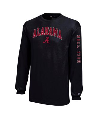 Big Boys and Girls Black Alabama Crimson Tide Distressed Arch Over Logo Long Sleeve T-Shirt