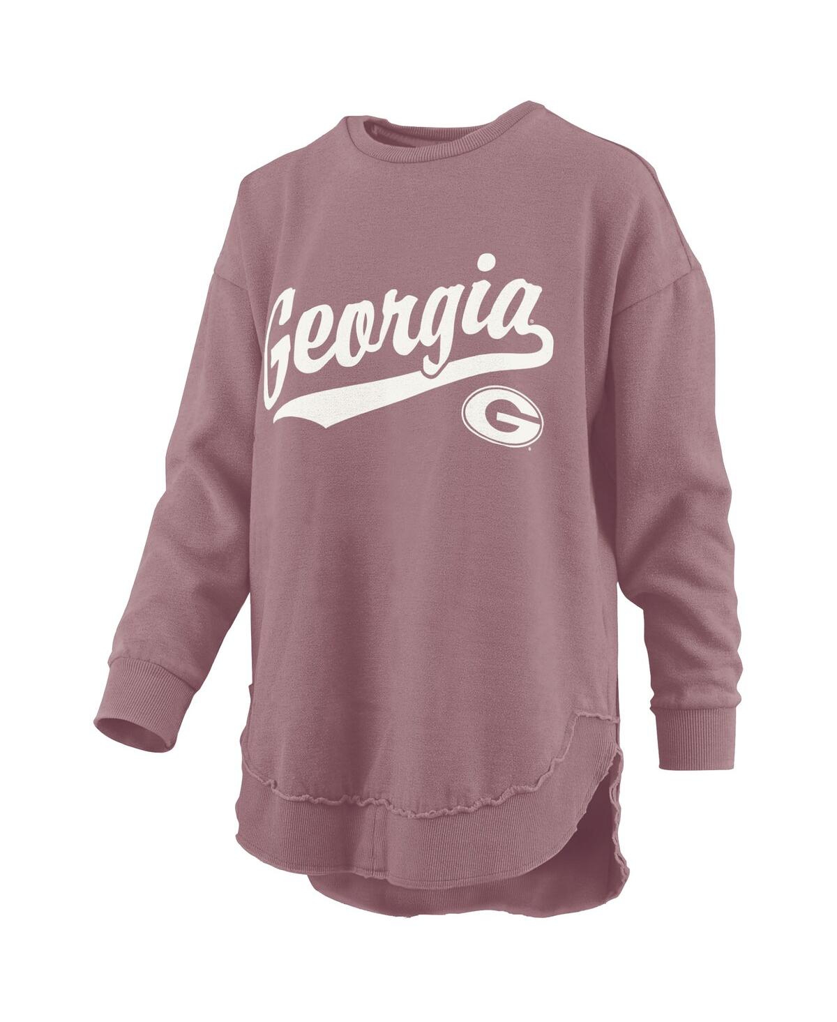 PRESSBOX WOMEN'S PINK GEORGIA BULLDOGS PONCHO FLEECE PULLOVER SWEATSHIRT 