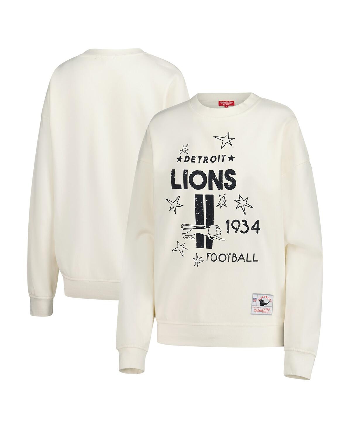Mitchell & Ness Women's Cream Detroit Lions Shooting Stars Pullover Sweatshirt In Cream