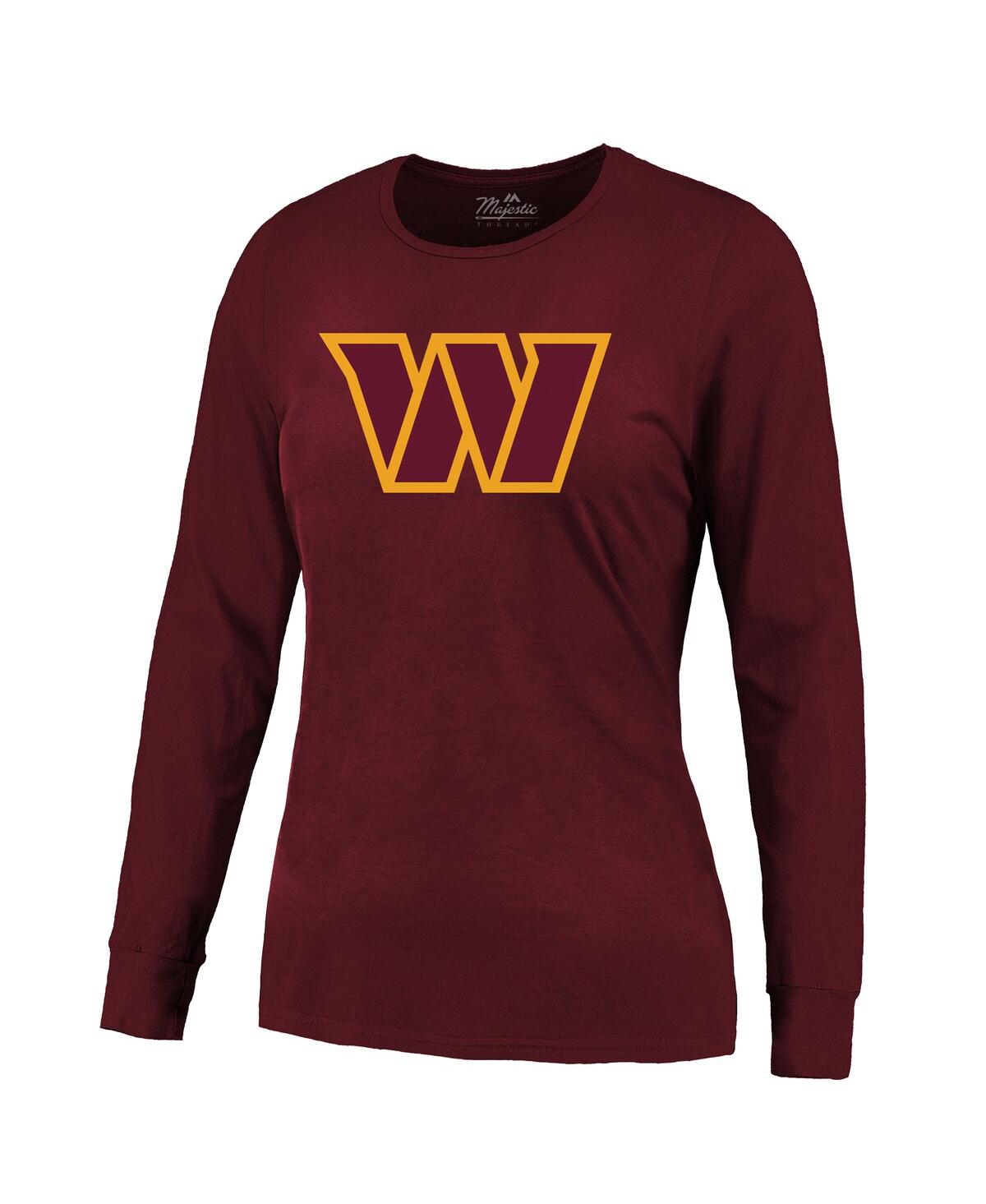 MAJESTIC WOMEN'S JAYDEN DANIELS BURGUNDY WASHINGTON COMMANDERS PLAYER NAME NUMBER LONG SLEEVE T-SHIRT 