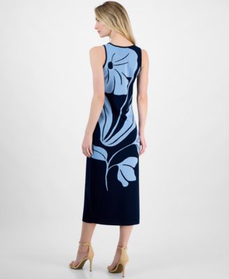 Women's Exploded-Floral-Print Sweater Dress