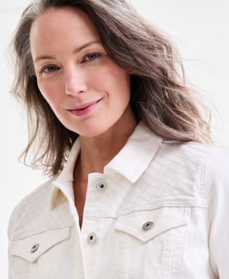 Petite Floral Embroidered Denim Jacket