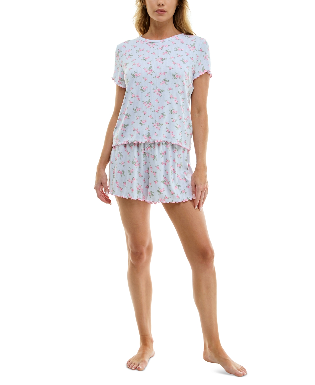 Women's Printed Pointelle Short Pajama Set - Cabbage Rose Ditsy