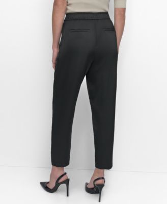 Women's Elastic Waist-Back Zipper Trousers