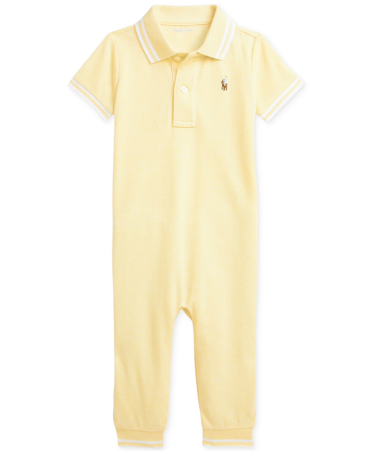 Polo Ralph Lauren Baby Collared Mesh Coverall In Yellow