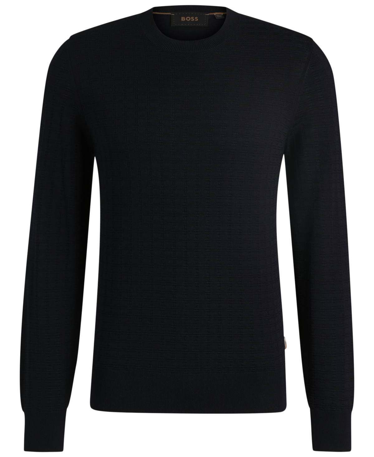 Hugo Boss Boss By  Men's Silk Regular-fit Knit Structure Sweater In Dark Blue