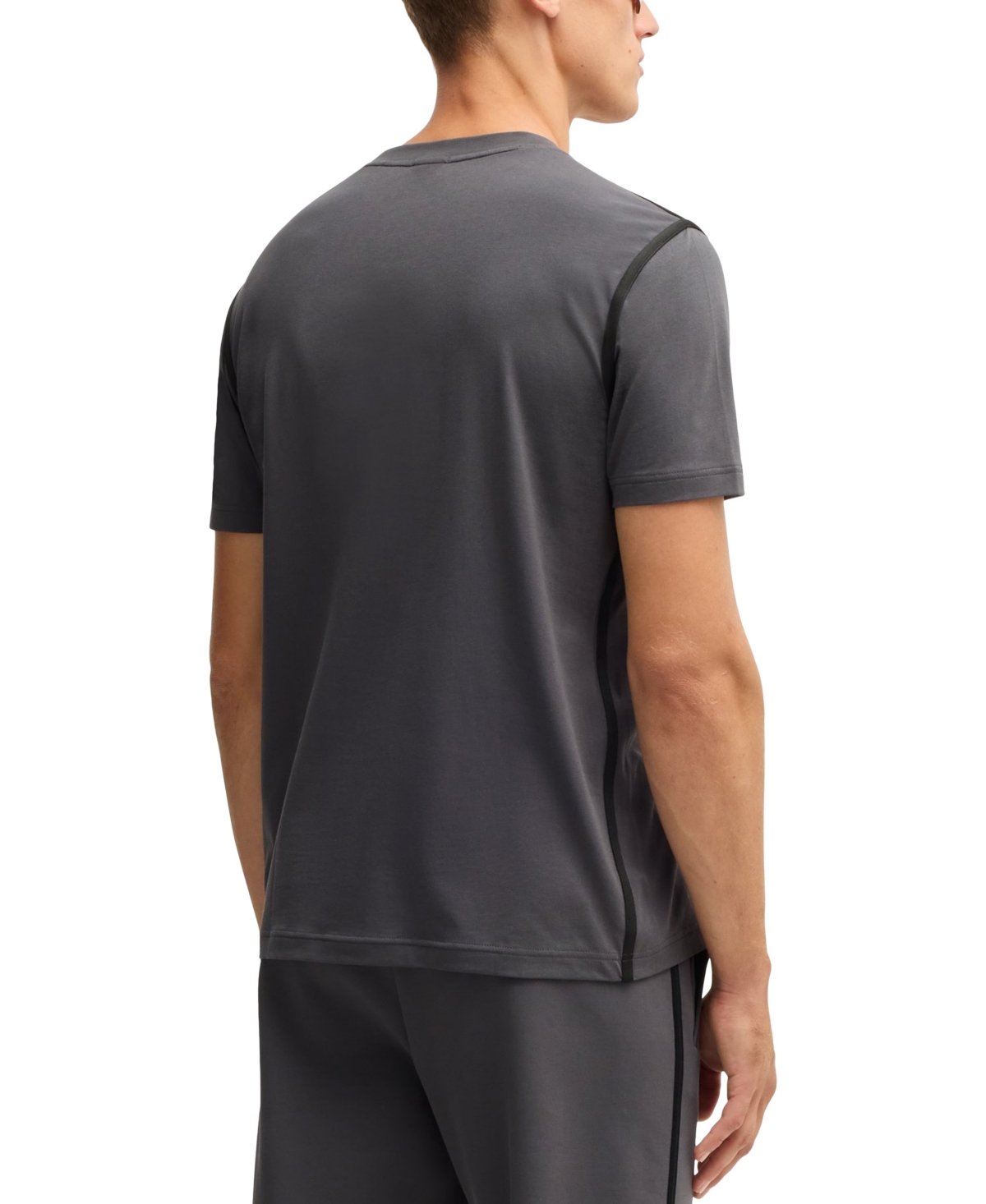Hugo Boss Relaxed-fit T-shirt In Cotton Jersey With Detailed Collarband In Dark Gray