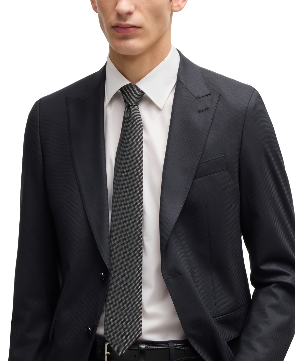 Hugo Boss Boss By  Men's Silk-blend Micro Pattern Jacquard Tie In Black