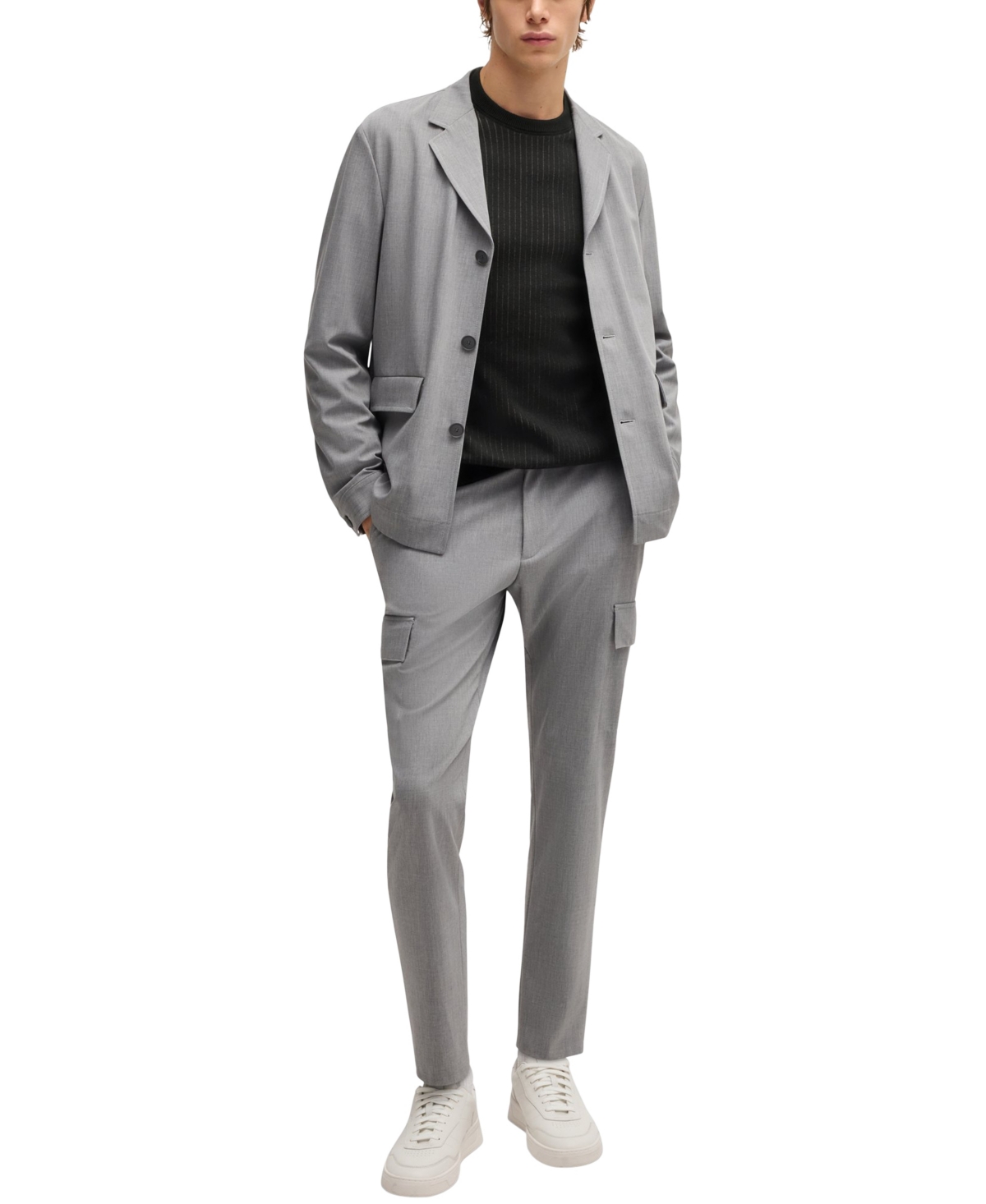 HUGO BOSS BOSS BY HUGO BOSS MEN'S VERTICAL STRIPED REGULAR-FIT SWEATER 