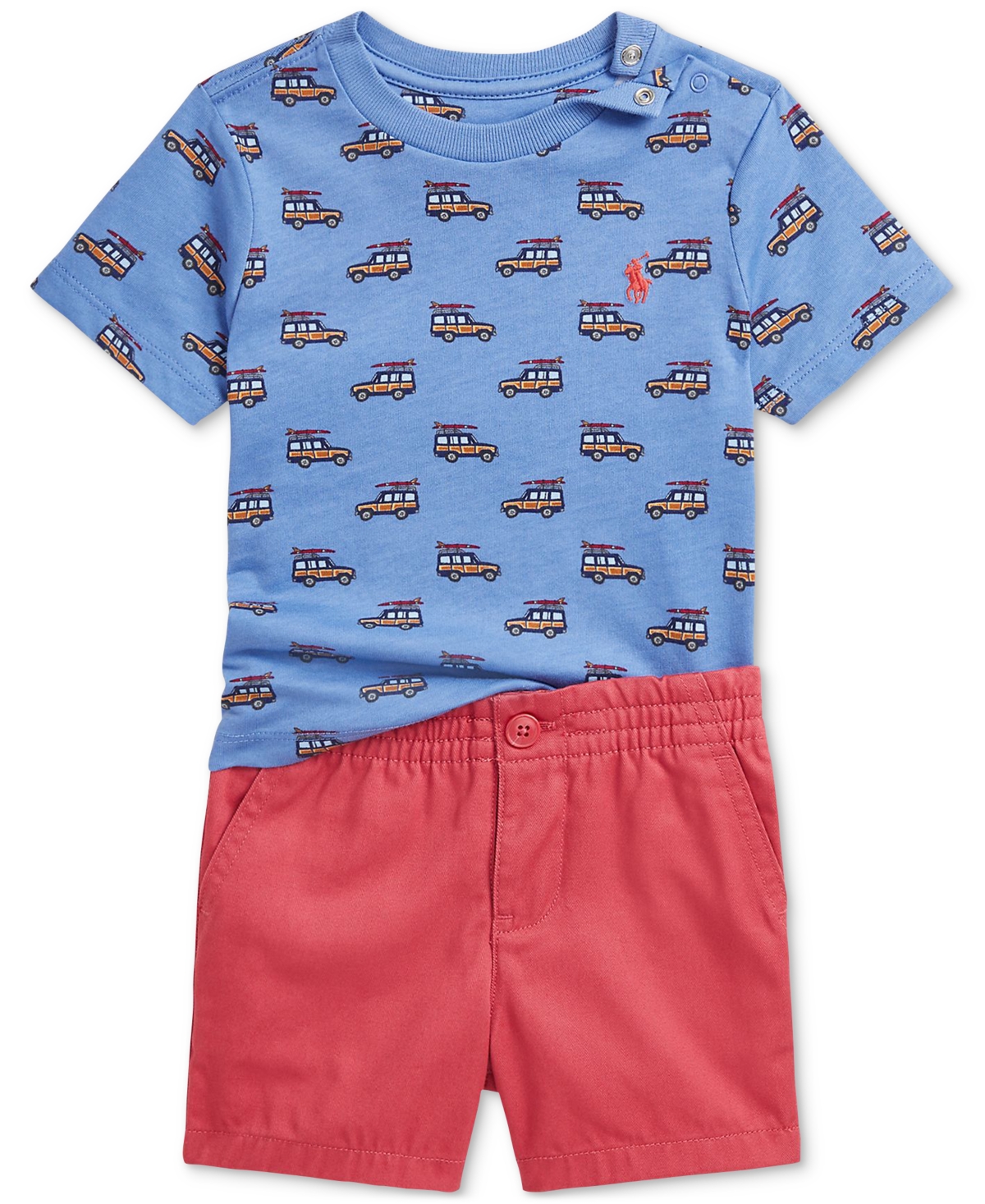 Polo Ralph Lauren Ralph Lauren Wagon Print Cotton T-shirt & Shorts Set In Multi