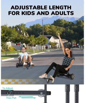 Hoverboard Go Kart Seat Attachment, Compatible with 6.5" 8" 10" Hoverboards, Adjustable Frame Length for Kids and Adults