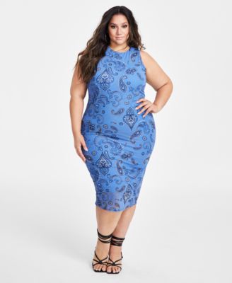 Nina Parker - Trendy Plus Size Printed Mesh Midi Dress