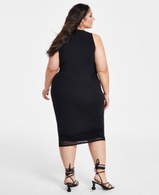 Trendy Plus Size Printed Mesh Midi Dress, Created for Macy's