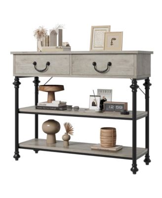 Console Tables for Entryway, Small Entryway Table with 2 Drawers, Narrow Console Table with Storage Shelves for Living Room