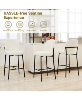 Bar Stools Set of 4, 28 Inches Modern Counter Height Bar Stools with High Back Metal Legs, Upholstered Tall Barstools for Kitchen Island, Cafe, Pub