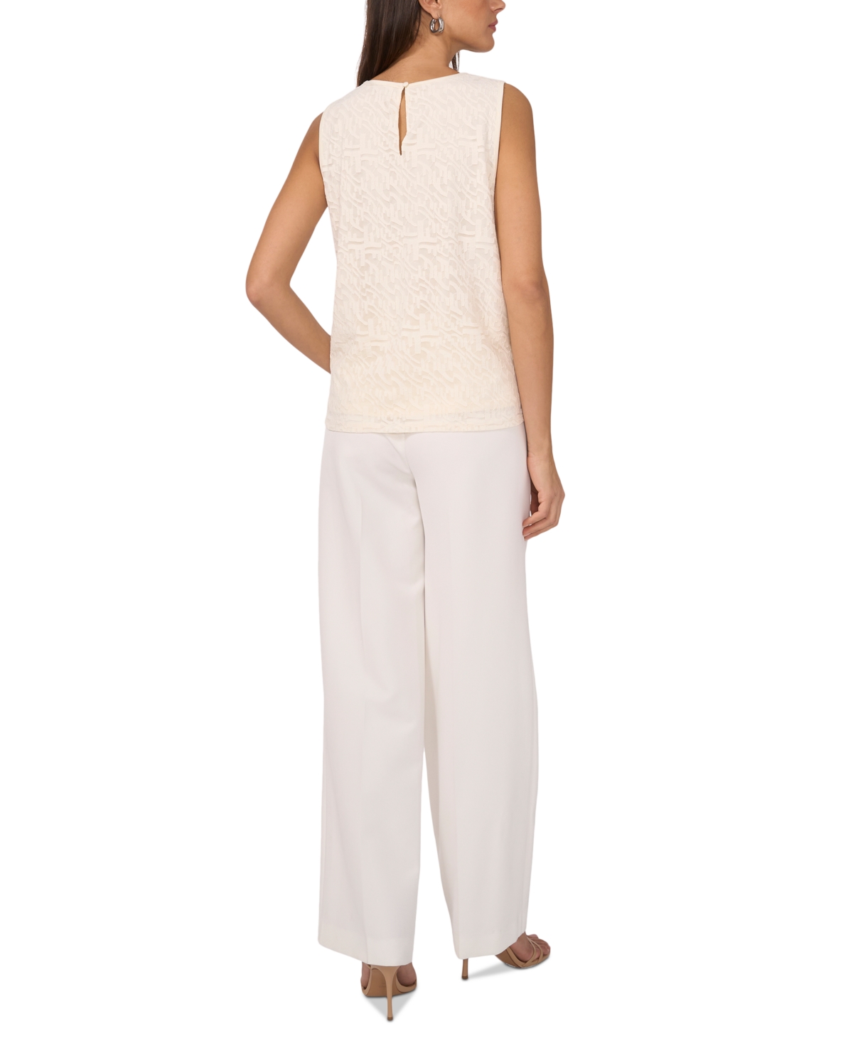 VINCE CAMUTO WOMEN'S CREWNECK SLEEVELESS LACE TOP 