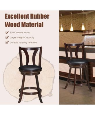 Set of 4 Swivel Bar stool 24'' Counter Height Leather Padded Dining Kitchen Chair
