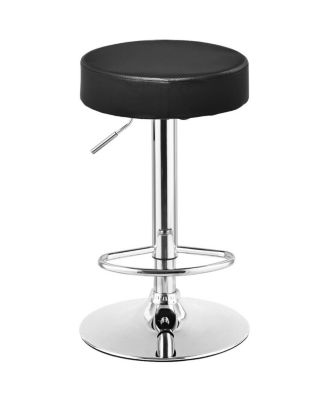 Set of 2 Adjustable Round Leather Seat Hydraulic Swivel Bar Stool