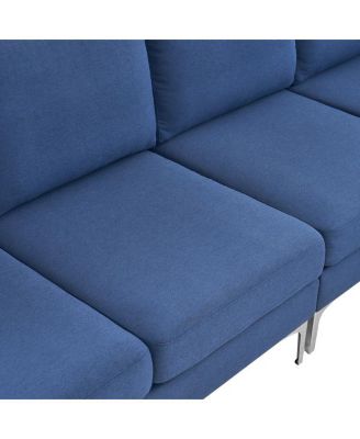 L-Shaped Glossy 4-Seater Indoor Modular Sofa with Iron Legs for Stylish Living Room Seating