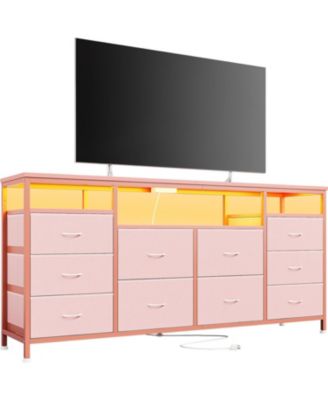 63.3 Inch Black Dresser for Bedroom, 10 Drawer Dresser TV Stand