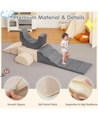 Kids Modular couch, 7-Piece Foam Climbing Blocks Playset for Toddlers, Soft Indoor Activity Set with Slide, Stairs, and Ramp for Climbing and Crawling at Home or Kindergarten