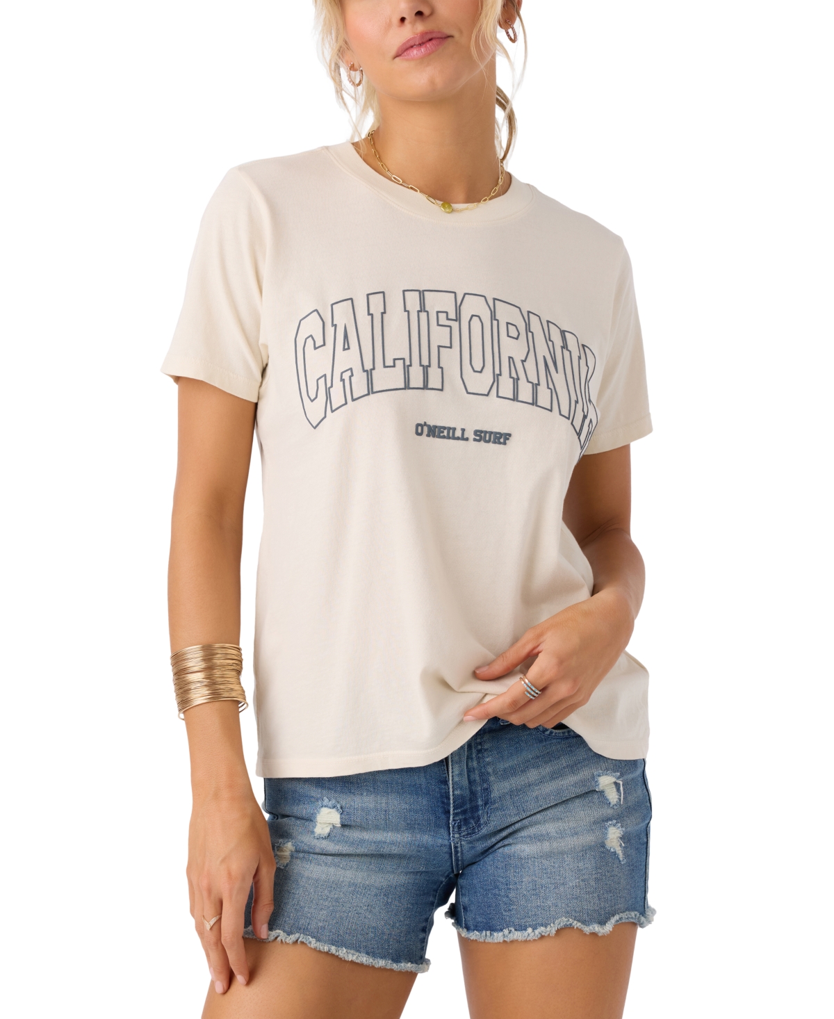 Juniors' Coastal Cali Graphic T-Shirt - Tapioca