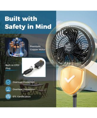 16" Oscillating Misting Pedestal Fan with Hose Connector and 3 Micro-Mist Levels