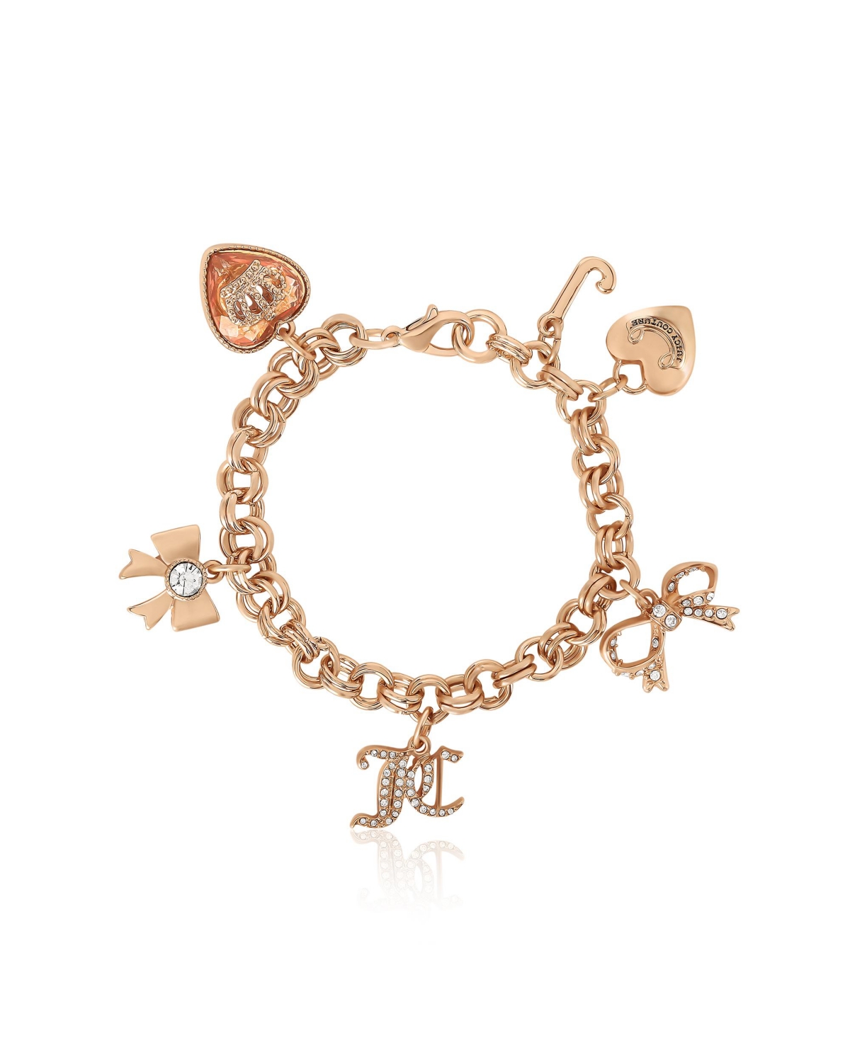 Gold-Tone Charm Bracelet with Bow and Pave Details - Gold tone