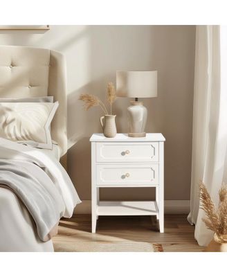 Nightstand End Side Table with 2 Drawers for Convenient Storage and Modern Design