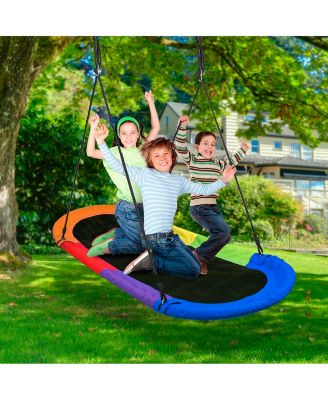 Saucer Surf Swing - Surf's Up Playground Fun with Flags - Portable, Sturdy, Holds 330lbs!