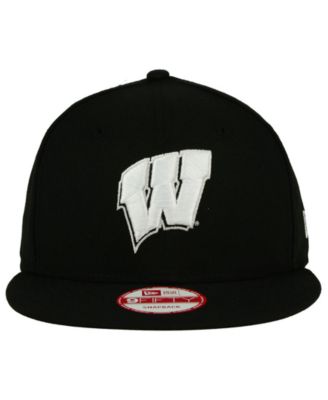 New Era Wisconsin Badgers Black White 9FIFTY Snapback Cap - Macy's