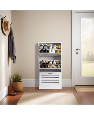 3-Bucket Louvered Shoe Cabinet for Stylish and Organized Footwear Storage