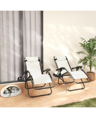 Zero Gravity Lounge Chair Set Padded Outdoor Recliner Chair