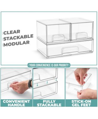 3 Piece Clear Acrylic Drawer Organizers - Makeup Case Pull-Out Drawers (4.4   Tall and 12.1   Wide)