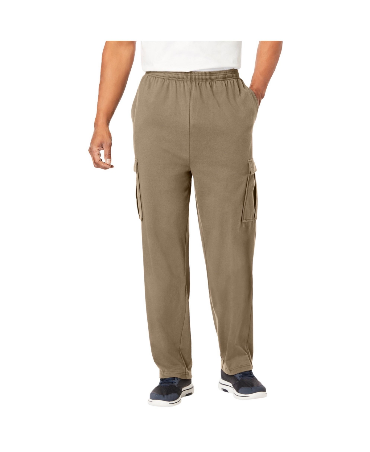 Big & Tall Lightweight Jersey Cargo Sweatpants - Black olive