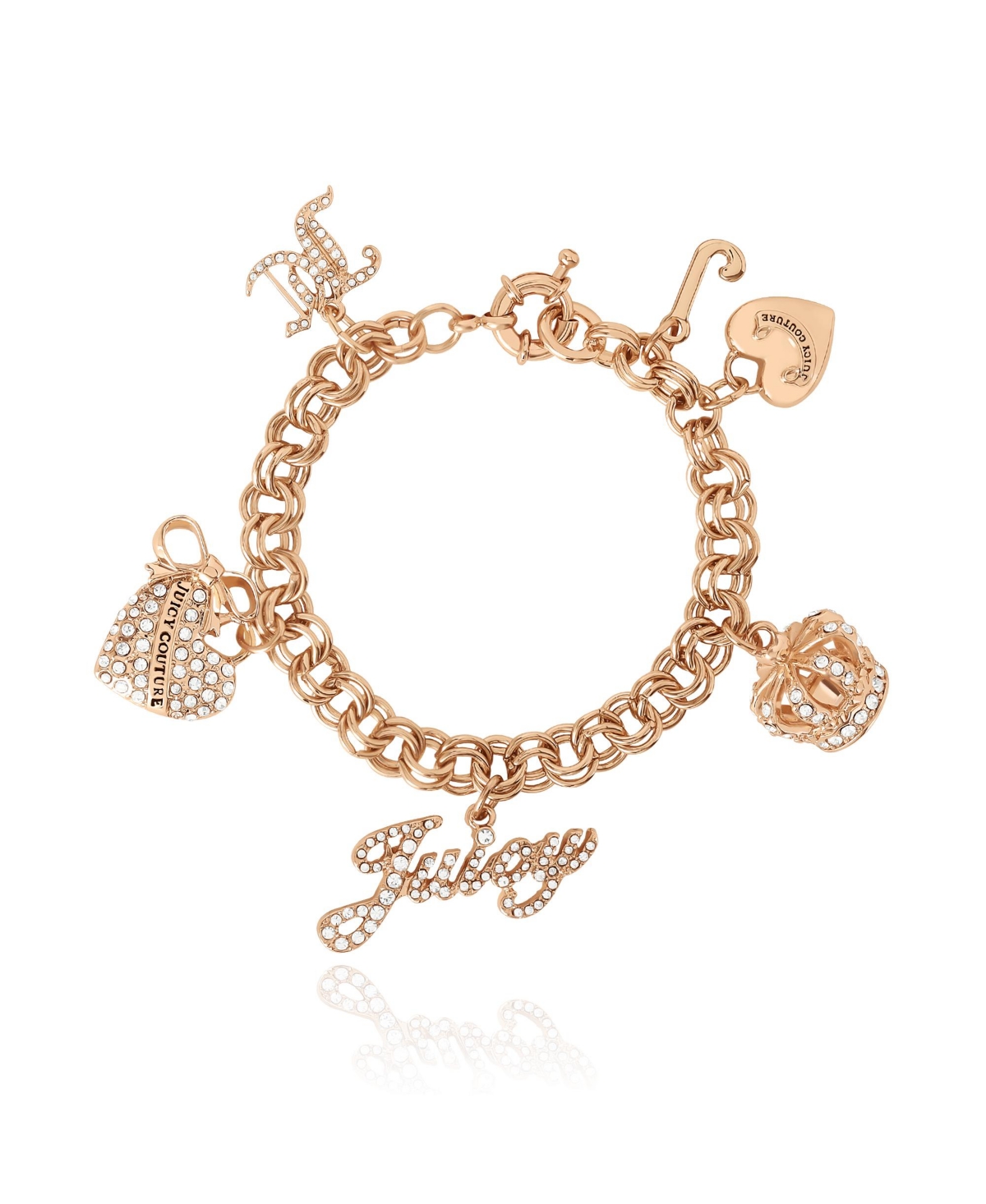 Gold-Tone Charm Bracelet with Pave Accents - Gold tone