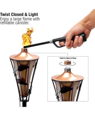 4 Pack 5ft Outdoor Metal Patio Torches - Includes Fiberglass Wick and Snuffer Cap