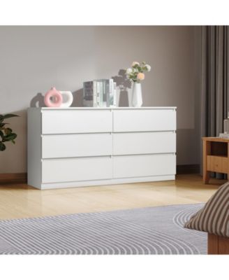 6-Drawer Double Dresser for Bedroom, Wide Storage Cabinet for Living Room and Entryway