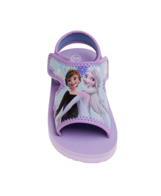 Toddler and Little Girls Frozen Anna and Elsa Dual Sizes Hook and Loop Sandals